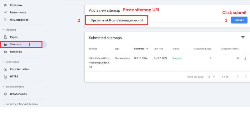 Steps for submit a sitemap