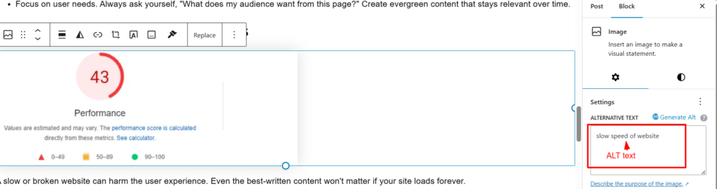 Image alt text optimization